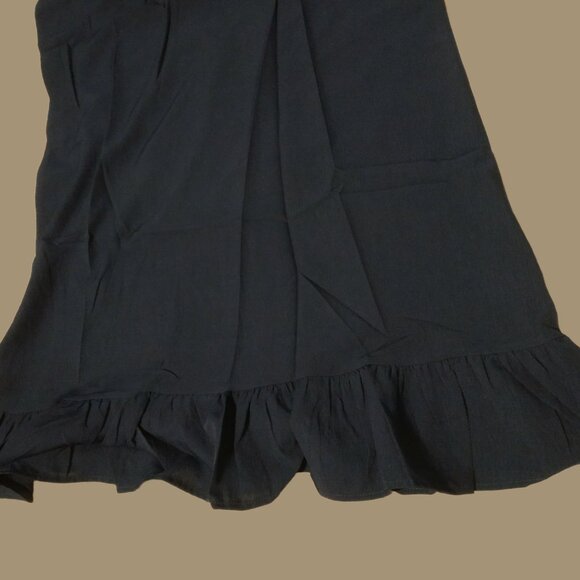 Lightweight V-Neck Ruffle-Cap Sleeve Frilly Sundress (Dark Blue) - Picture 4 of 7